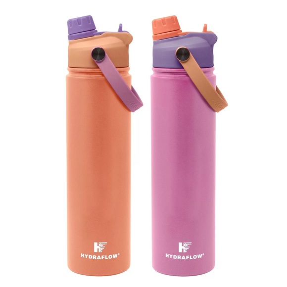 NIB Hydraflow 25-oz. Double Wall Stainless Steel Water Bottle with Dual Lid - Picture 1 of 8